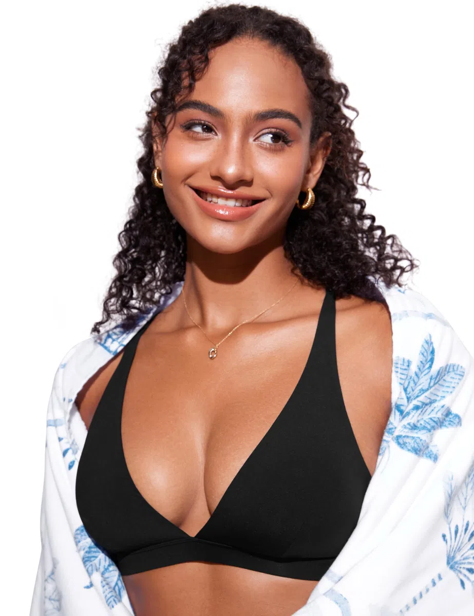 CRZ YOGA Donna Top Bikini con Scollo a V Criss Cross Back Top da Bagno Top da Costume Imbottiti