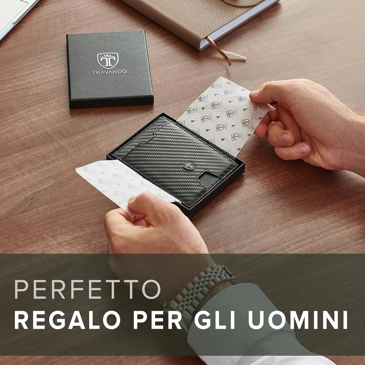 TRAVANDO ® Portafoglio Uomo con Clip per Contanti LONDON - 8 Tasche per la Carte - Porta carte di credito - Protezione RFID - Regalo perfetto per gli Uomini - Confezione Regalo