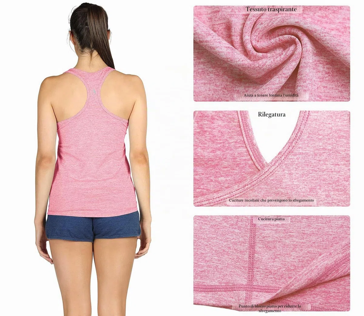 icyzone Donna Canotta Sportiva Running Racerback Top Senza Maniche Fitness Palestra Shirt, Pacco da 3