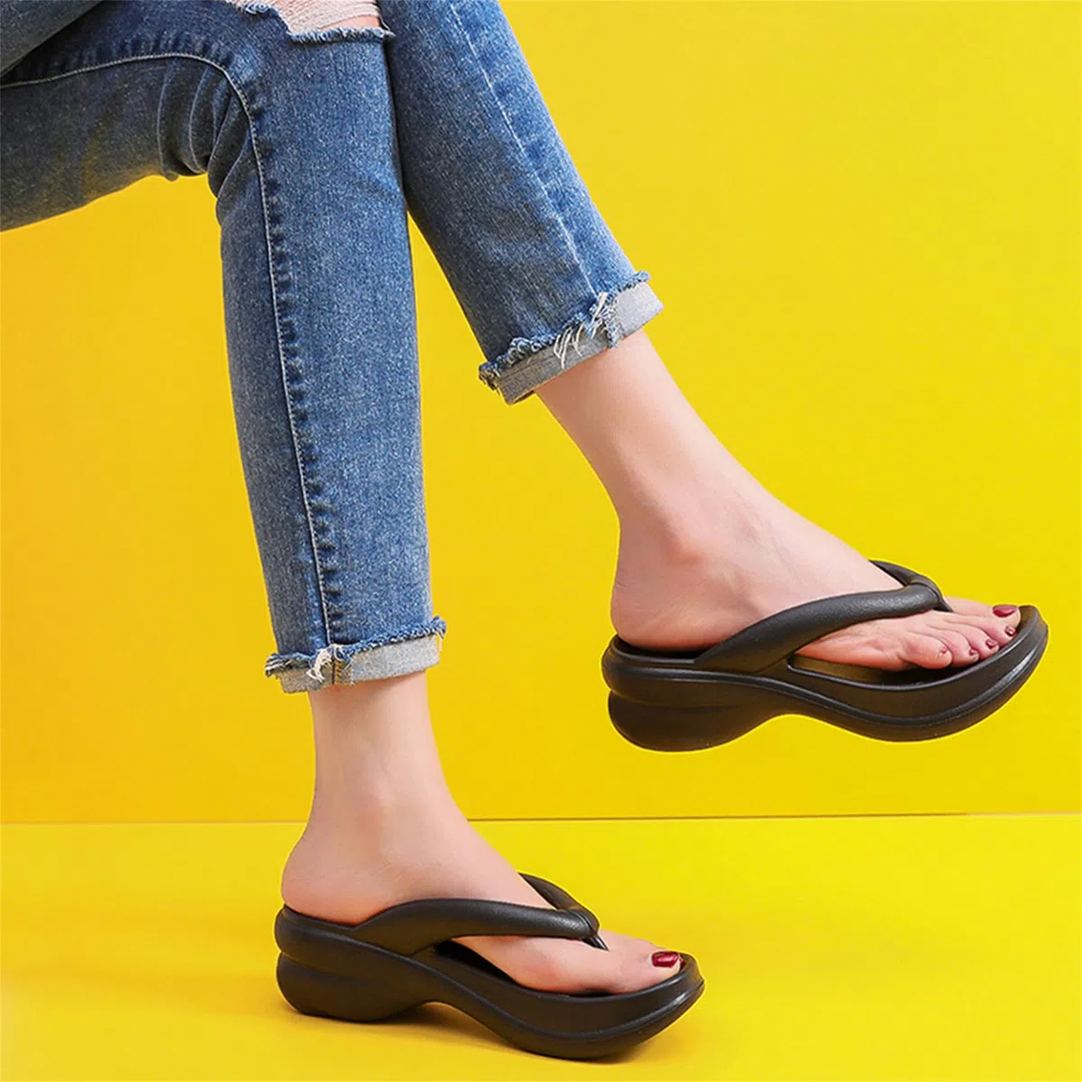 New front Infradito con Fondo Spesso per Nuovi Sandali Estivi da Donna con Tacco a Zeppa con Punta Comoda per la Casa Per Uomini e Donne Casual e Confortevole Semplice ed Elegante