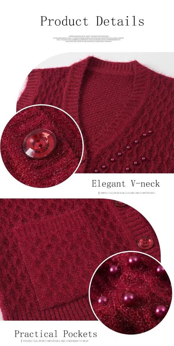 Gilet Senza Maniche Maglia per Donna di Mezza età e Anziana Cardigan Senza Maniche Chic con Perline Gilet Nonna Top Caldi Primaverili Ed Autunnali Donna