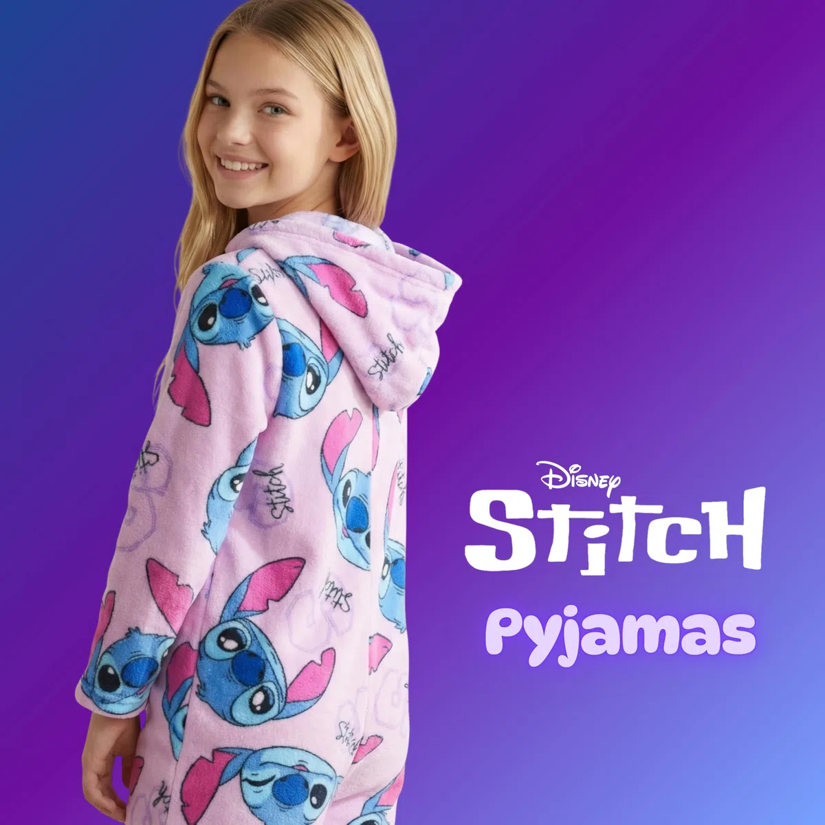 Disney Stitch Pigiama per Ragazze, Pigiama Intero per Bambina in Morbido Pile, Taglie 6 a 12 Anni