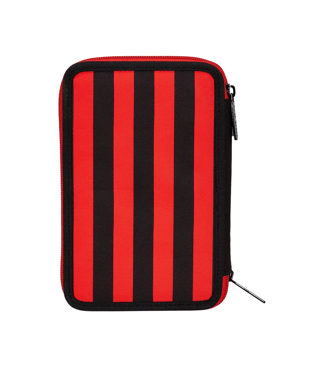 Seven Astuccio Scuola 3 Scomparti, A.C. MILAN Calcio - PATH OF VICTORY, Rosso Nero - Portapenne Multi Scomparto Con Matite, Penne e Colori, Accessori Zaino, Zaino Scuola - Astuccio Bambino Ragazzo