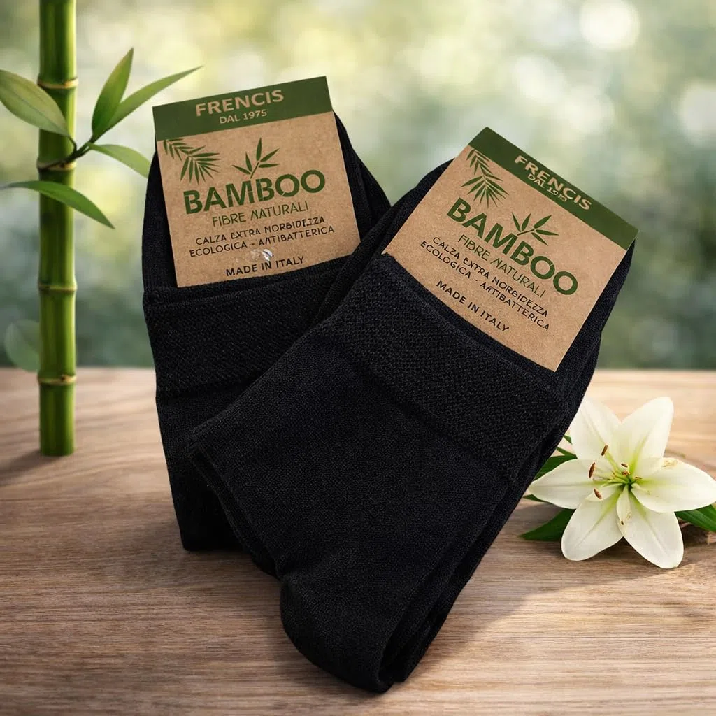 Frencis - Calzini in Bamboo, 6 Paia, Fantasmino o alla Caviglia, Bianco, Blu e Nero, Traspiranti, Punta e Tallone Rinforzati