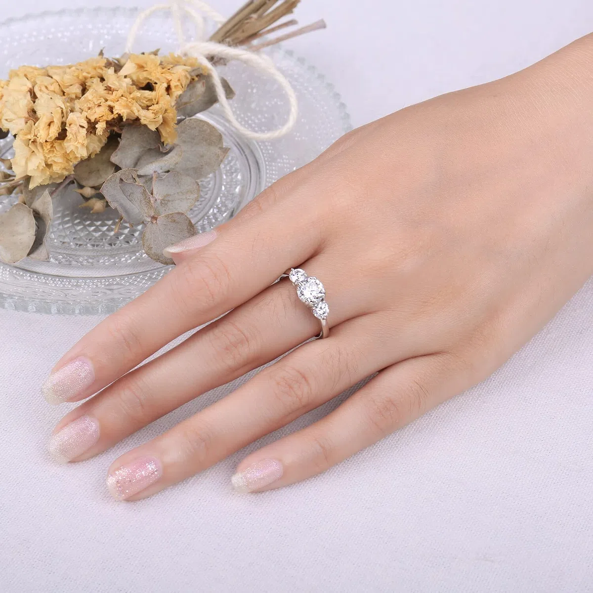 JewelryPalace 1ct Classico Anello a Tre Pietre Donna Argento con Cubica Zirconia, Anelli Donna 925 con Pietra a Taglio Rotondo, Fede Nuziale in Tre Ori Anello Matrimonio Set Gioielli Donna