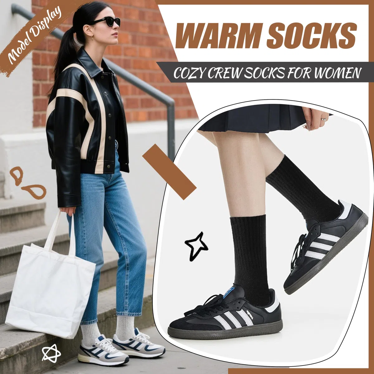 EBMORE Calzini donna in lana merino, calze termhiche invernali spugna lavoro caldo per trekking regalo donna 5 paia
