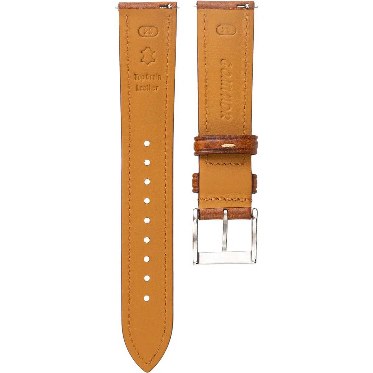 Cinturino in pelle conciata al vegetale, cinturino in pelle 20 mm, 16 18 19 20 XL 21 22 XXL