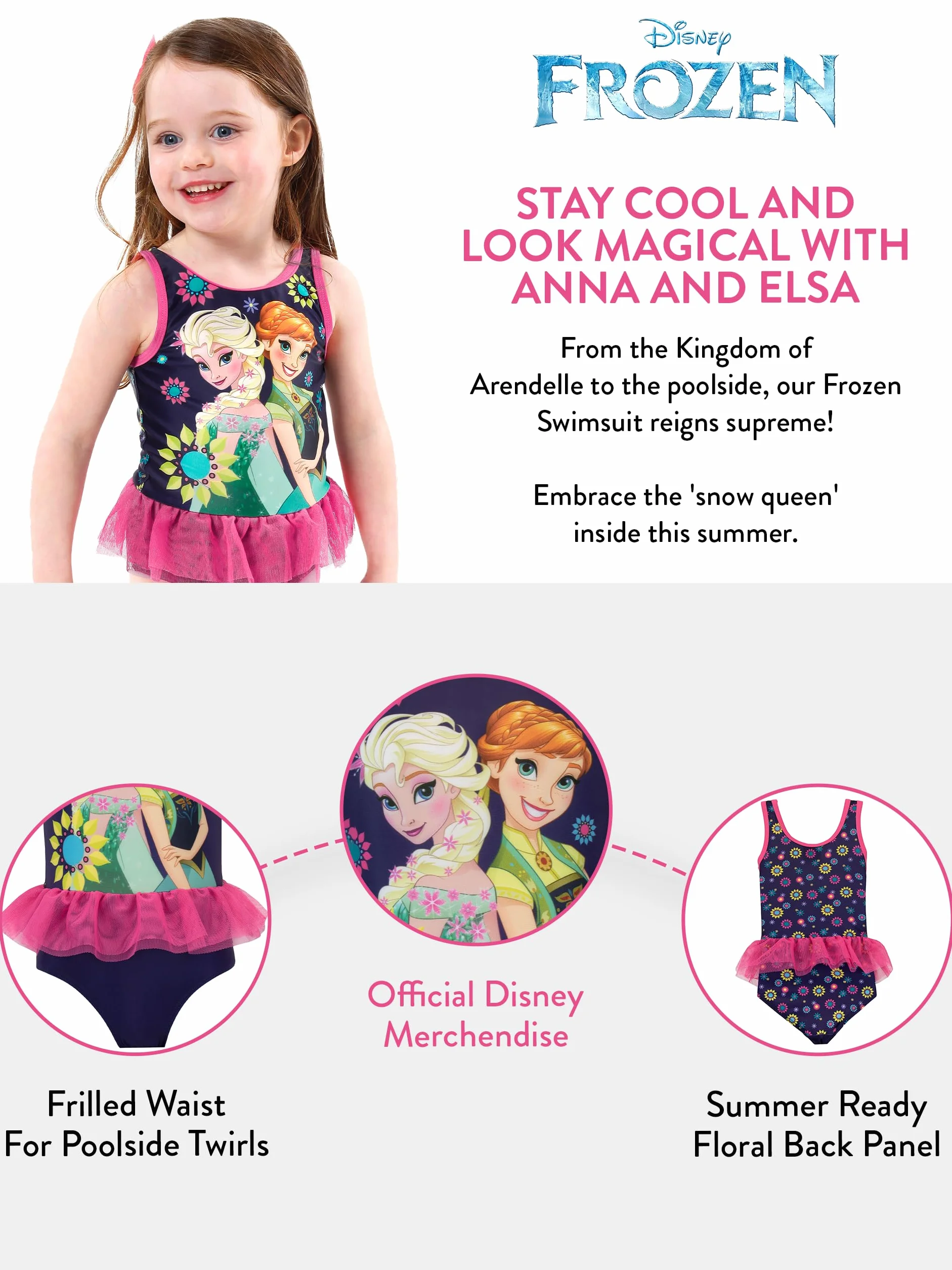 Costume Elsa Frozen Bambina | Costumi Bambini Mare | Costume Anna Frozen Bambina | da 2 A 10 Anni | Prodotto Ufficiale