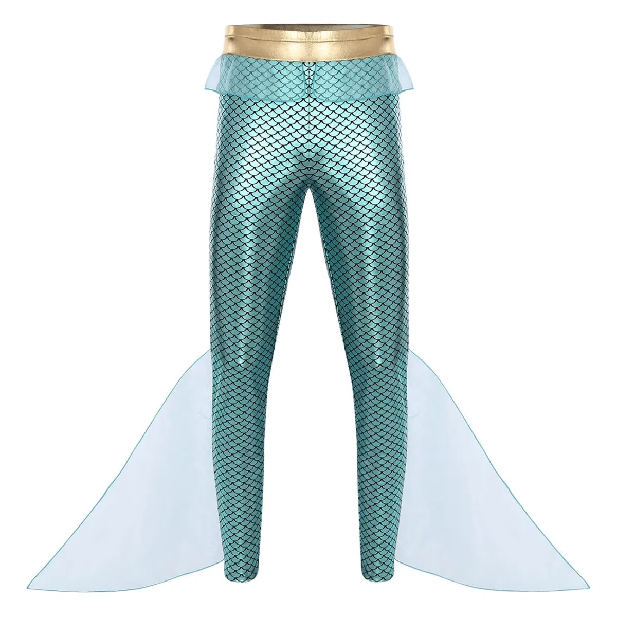 Costume Sirena Uomo con Stampa Squame Pesce Pantaloni Metallici Leggings Lucenti Pantaloni Ballo Costume Cosplay Carnevale E Fasching