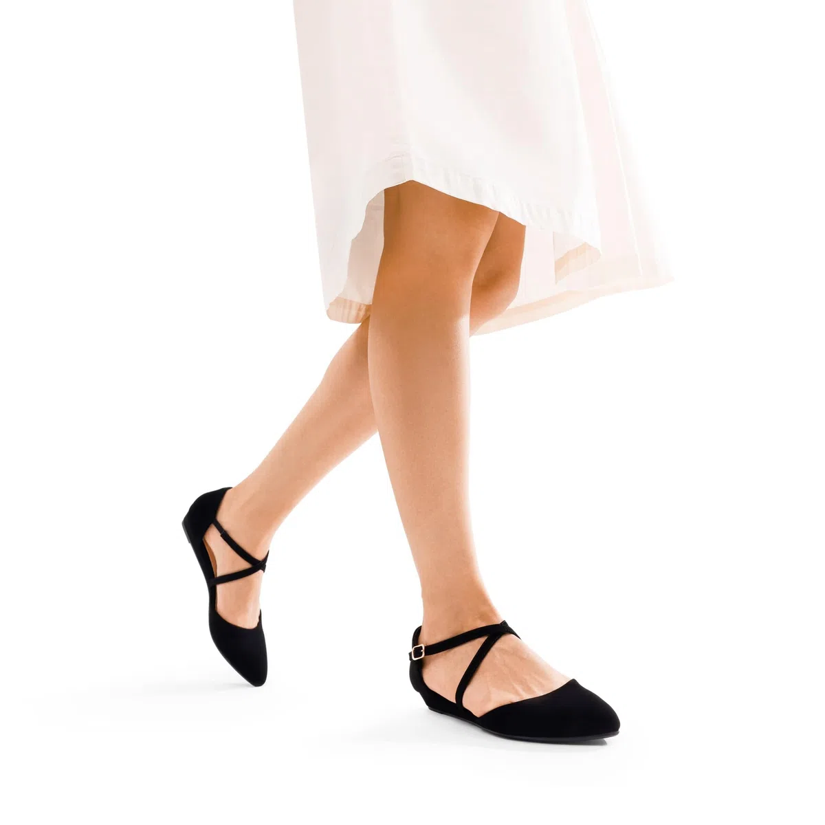 DREAM PAIRS Ballerine con Punta Scarpe Basse con Tacco Basso e Cinturino alla Caviglia da Donna Scarpe Slip-On Eleganti per Lavoro Ufficio