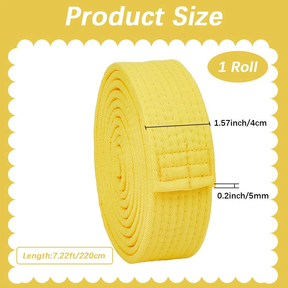 CREATCABIN Cintura Gialla Jiu Jitsu Cintura in Poliestere Arti Marziali Judo Jiu-Jitsu TKD Aikido Uniforme Grado Cintura Lunga Morbida Universale Cinture Taekwondo Uomo Donna Attrezzatura 220cm