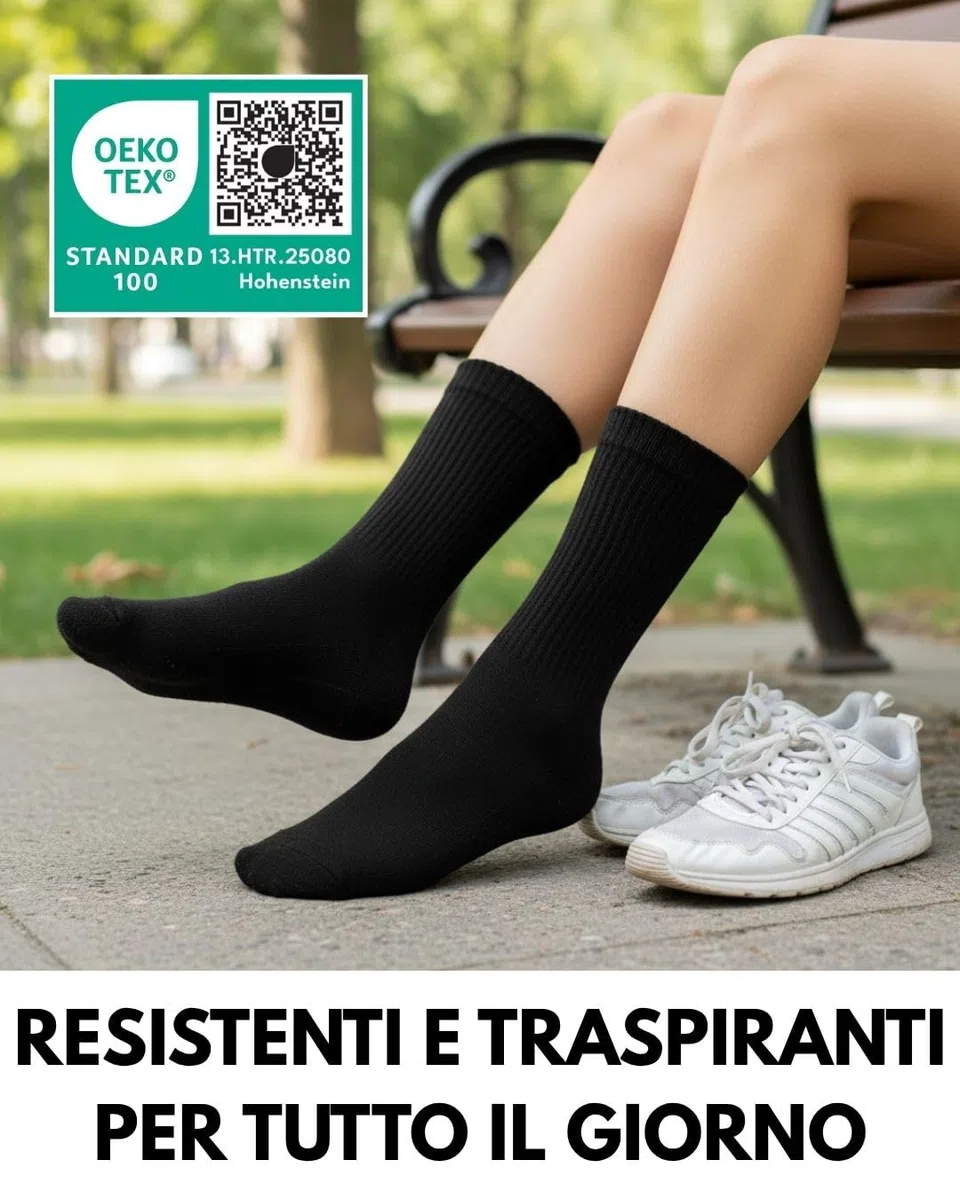 sockenkauf24 10 Paia Calze Sportive Uomo Donna Calzini Tennis Spugna Rinforzati Crew Socks