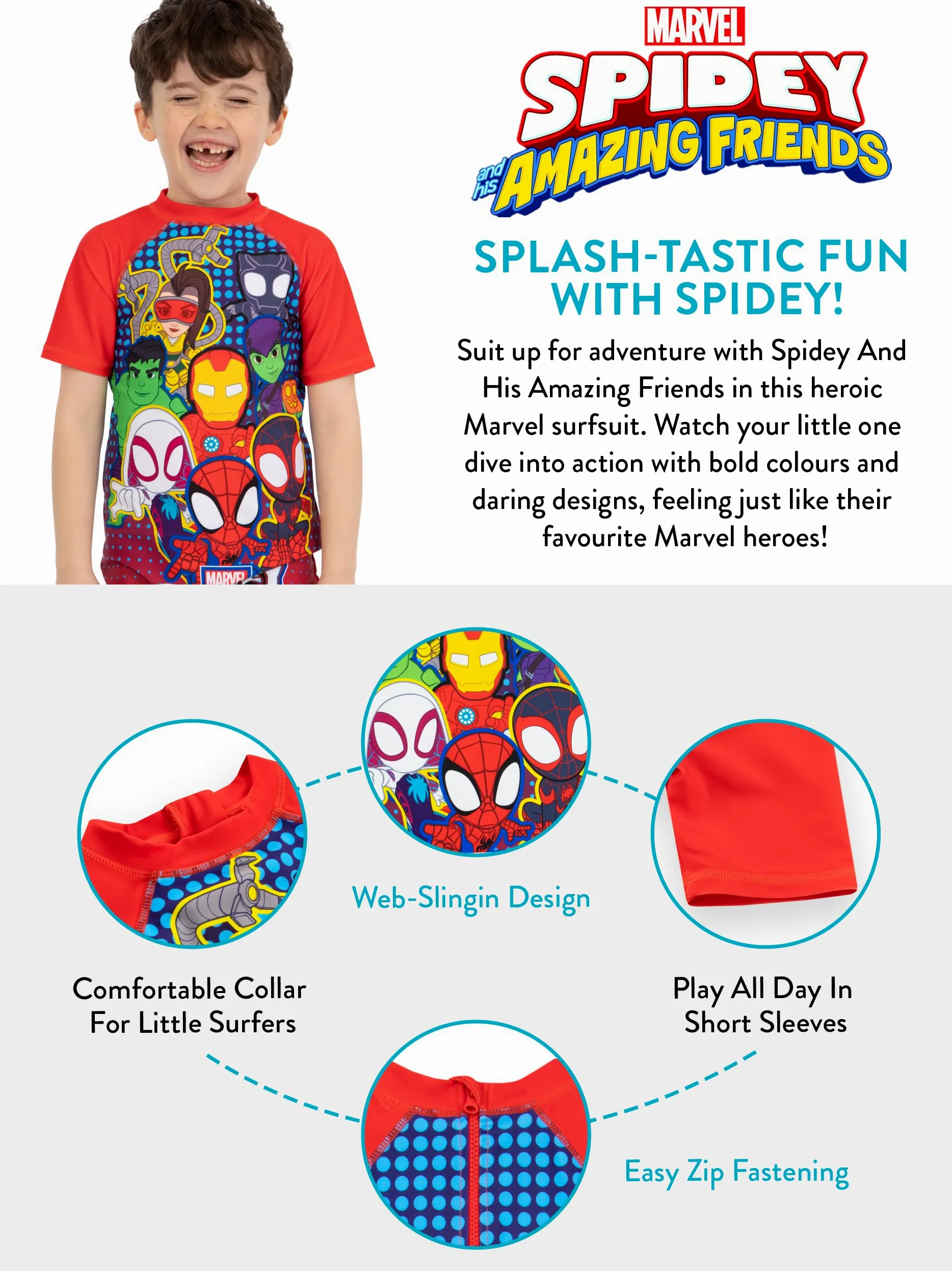 Marvel Costume Piscina Bambino, Piscina Spiderman Bambino, Costumi Interi Spidey E I Suoi Fantastici Amici, Costume Bagno