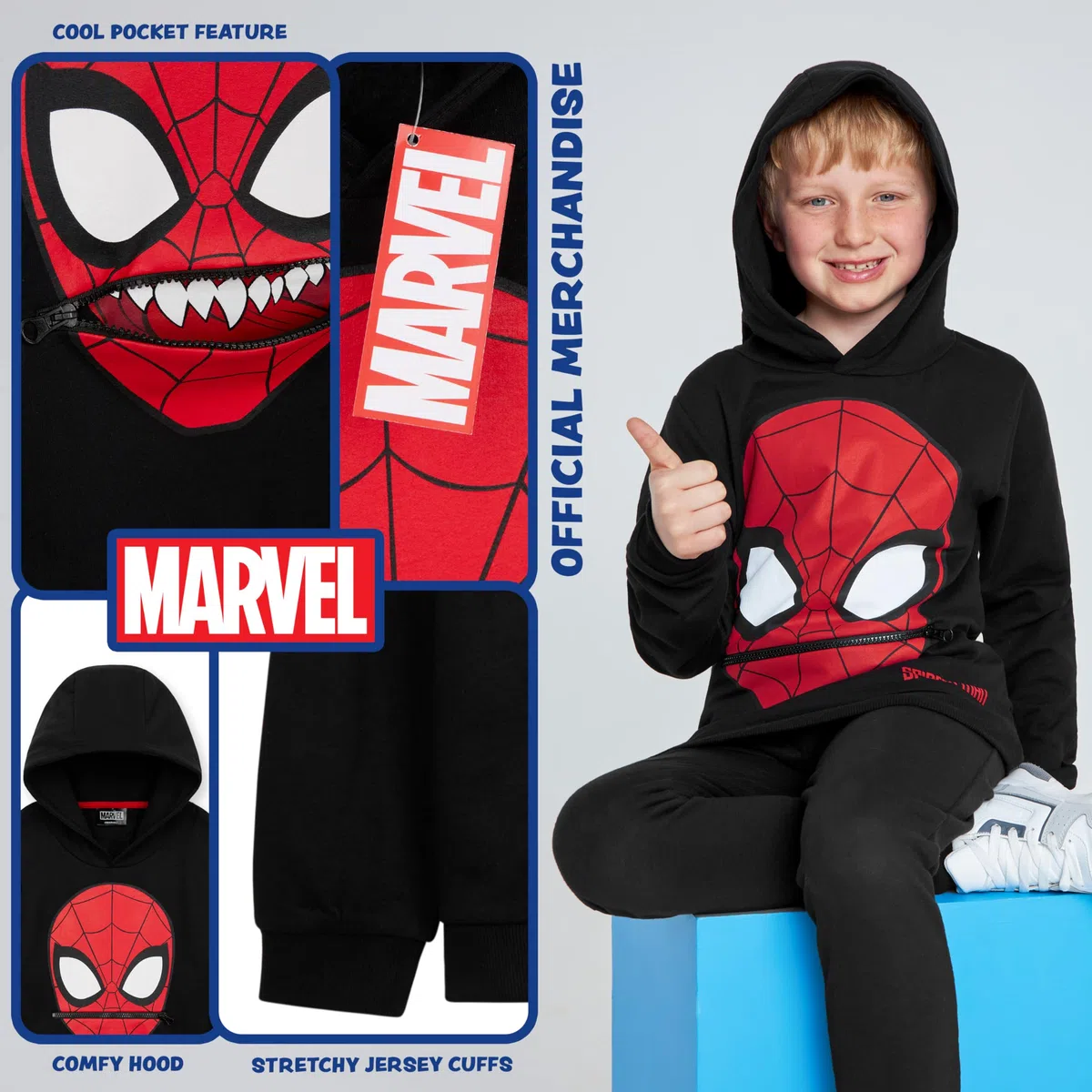 Marvel Felpa Bambino - Felpa con Cappuccio Spiderman 3-12 Anni - Felpe Ragazzo in Cotone Spiderman Abbigliamento Bambino