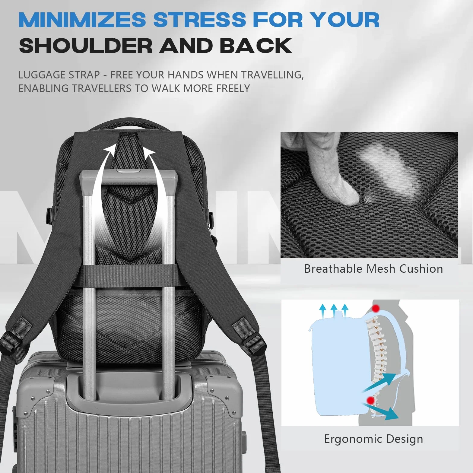 Xkdoai Zaino 40x30x20 per Ryanair Bagaglio a Mano 40x30x20 Zaino da Viaggio Aereo Bagaglio a Mano Borse da Cabina Zaini per PC Portatili 14 Pollici con Borsa per Bottiglie