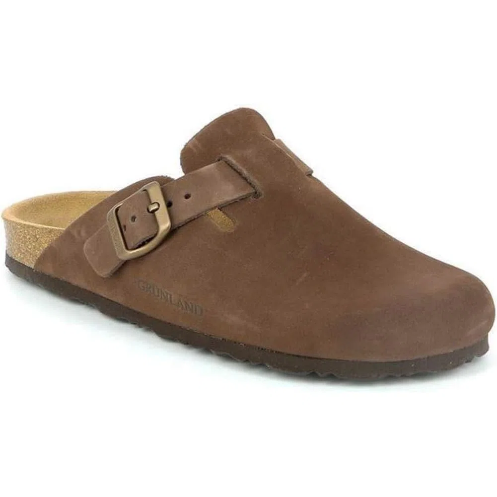 GRUNLAND Ciabatte Sabot Donna in Vera Pelle SARETTA con Cinturino Fibbia Regolabili e Sottopiede anatomico