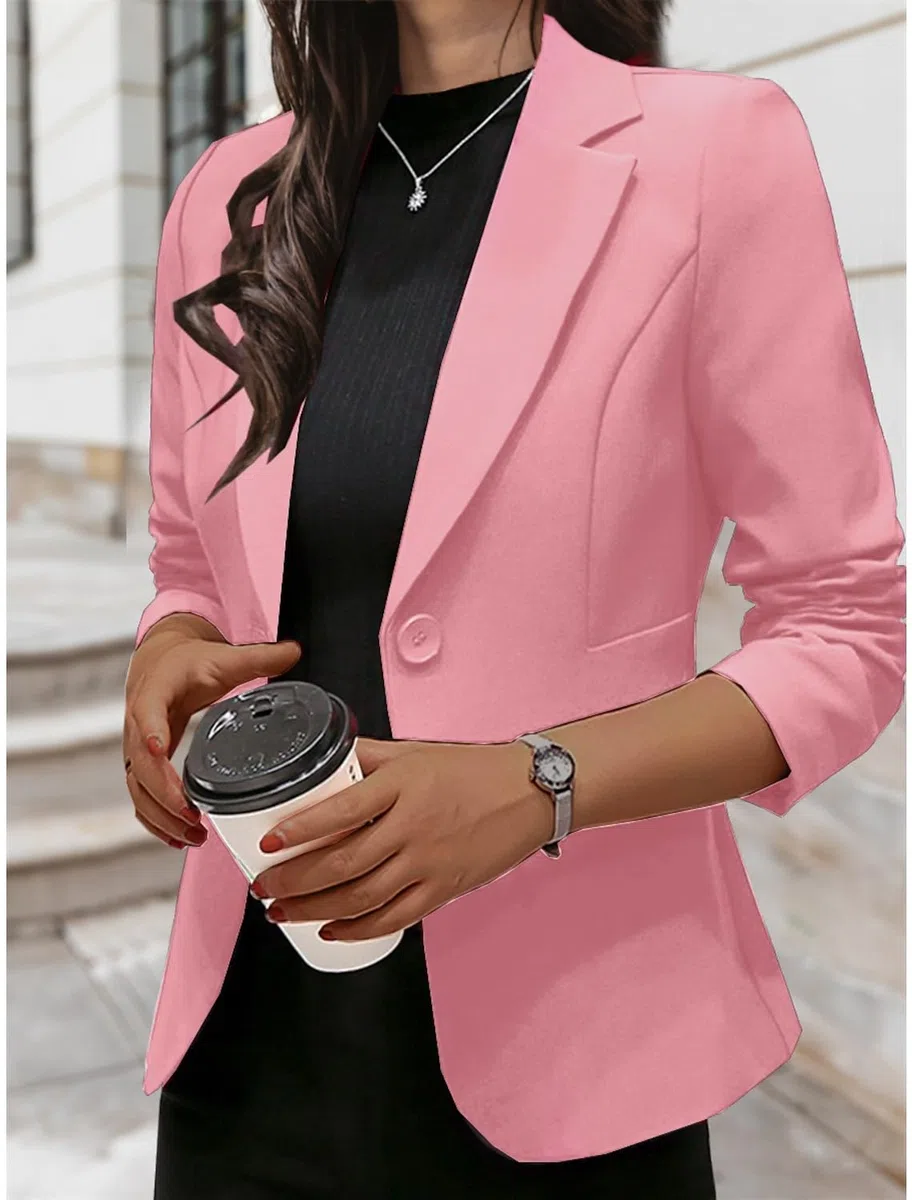Onsoyours Blazer Casual da Donna Eleganti OL Giacca Giacche da Abito Autunnale Tinta Unita per Ufficio con Bottoni Capispalla Giubbotto