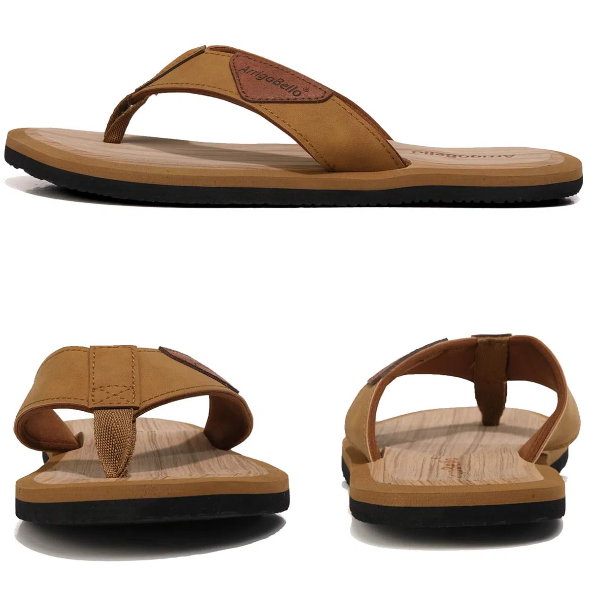 ARRIGO BELLO Infradito Uomo Pelle Ciabatte Mare Eleganti Cuoio Sandali Estive Piscina Antiscivolo Flip Flops Taglia 41-46