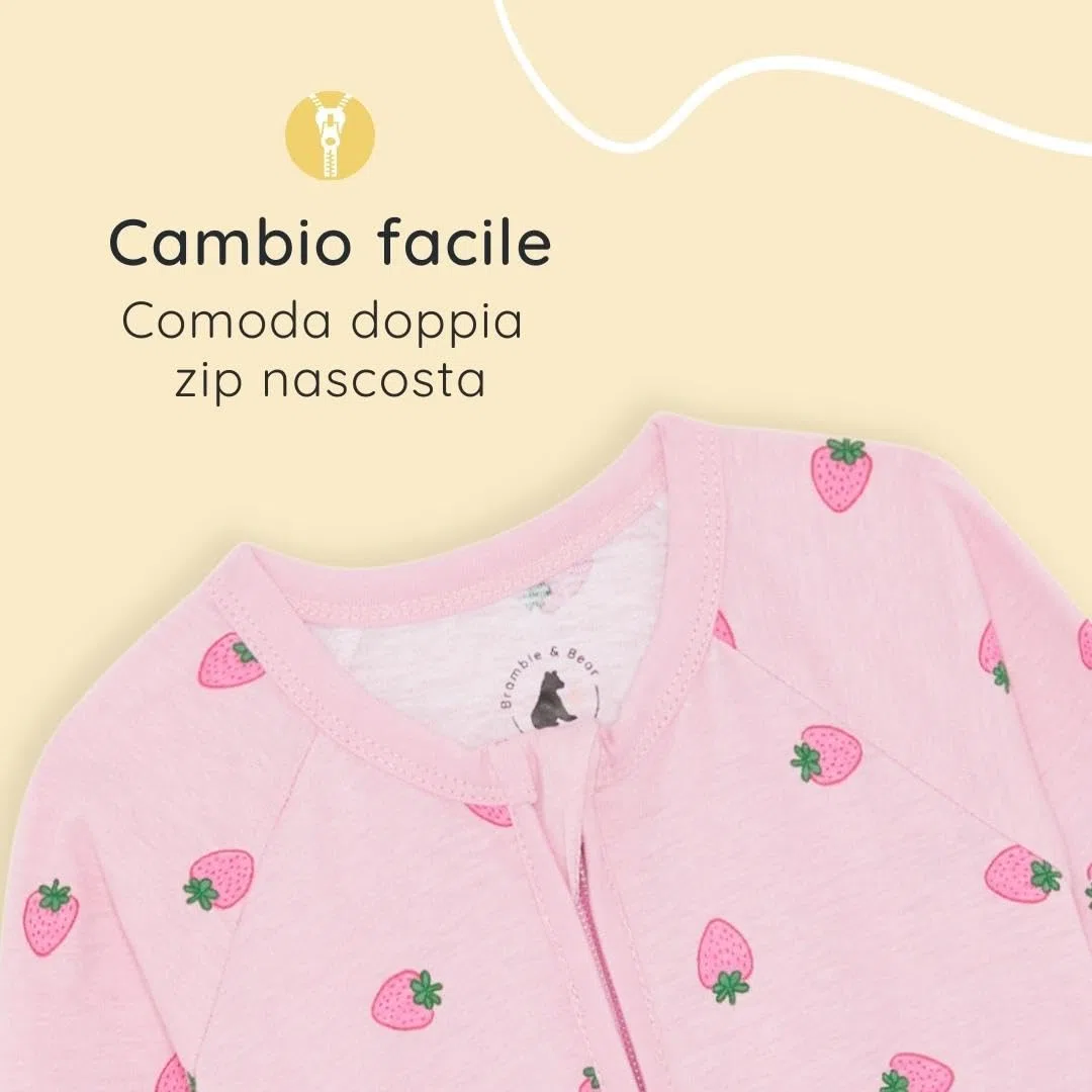 Bramble & Bear Confezione da 2 Tutine per Bambini e Bambine - Pigiami in Cotone Biologico - Tutine con Zip Intera e Facile Accesso