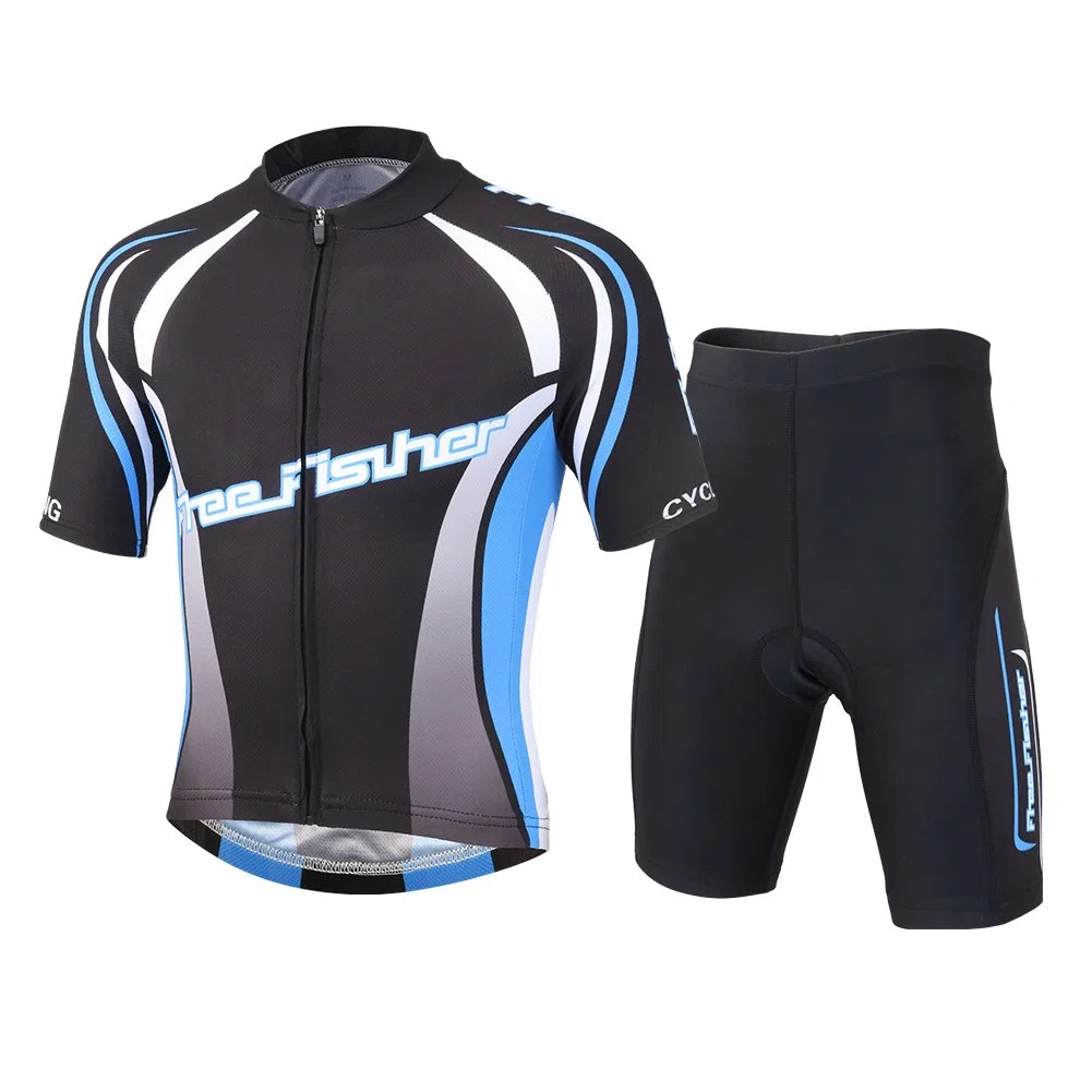 Set di Maglia Ciclismo per Bambino (Maglia Bici a Manica Corta + Pantaloncini con Imbottitura)