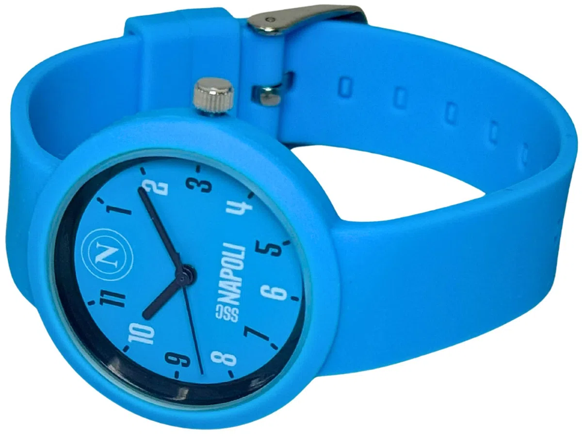 Clondo Orologio Da Polso Analogico Bambini, Idea Regalo 6-12 Anni Per Napoli Fan, Cassa 33mm e Cinturino Silicone, Scatola Ufficiale