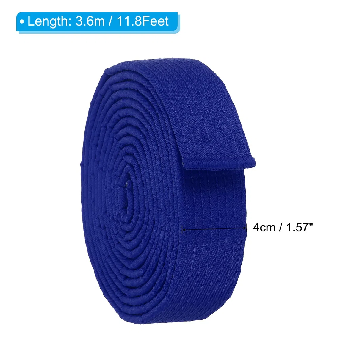 PATIKIL Cintura di Rango Colorata Taekwondo 1,6" x11,8 Piedi 3,6m, Cintura da Karate Judo Arti Marziali in Cotone per Insegnamento Allenatore, Blu