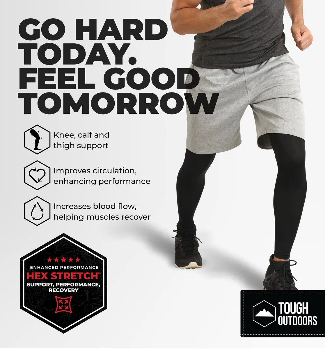 Tough Outdoors Manicotti a compressione per gambe resistenti all'aperto - Manicotto a compressione per tutto il corpo per uomo e donna, Manicotti per gambe UV - Scaldamuscoli da ciclismo