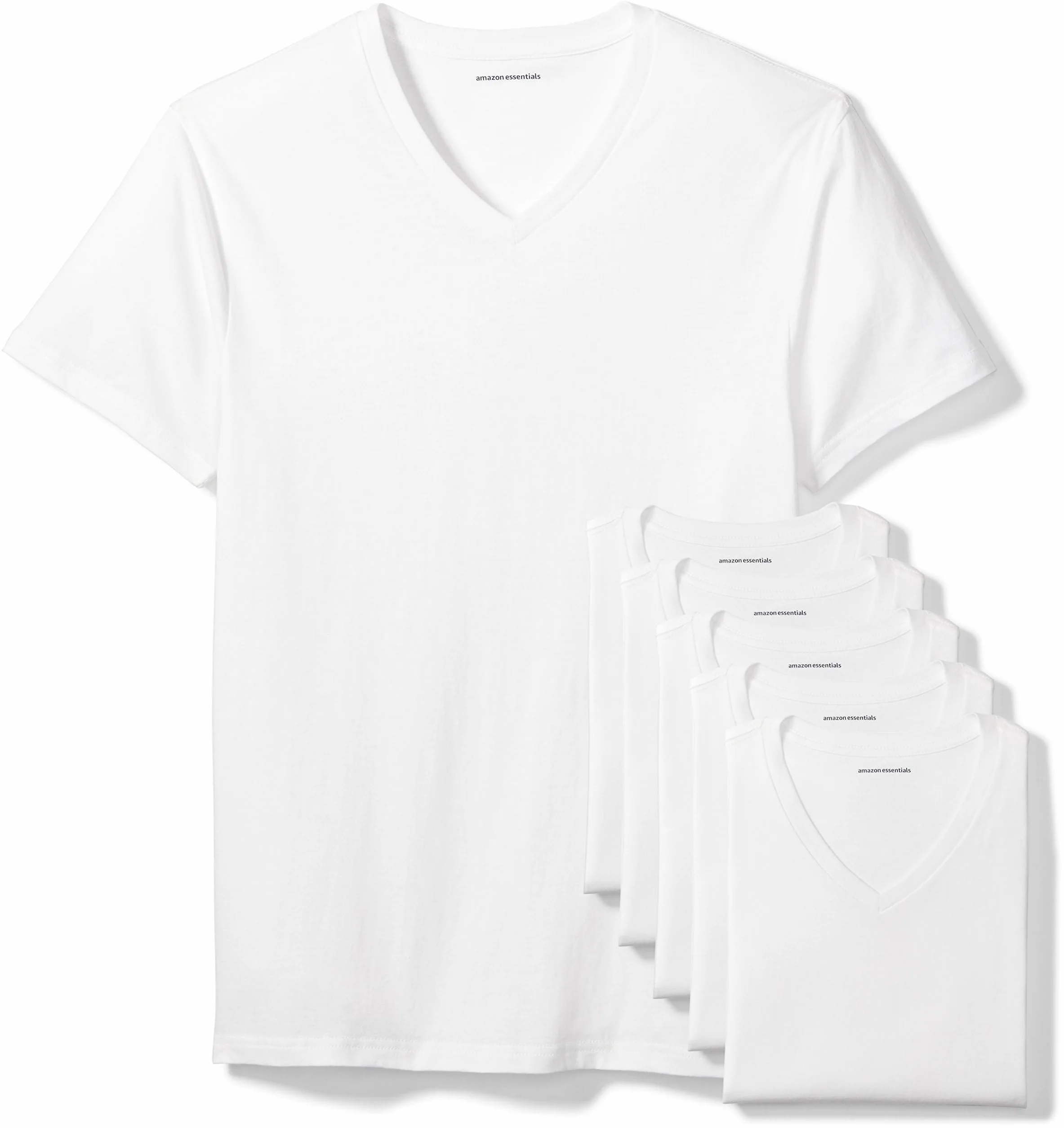 Amazon Essentials Maglietta Intima Con Scollo A V, Traspirante, In Cotone Uomo, Pacco da 6