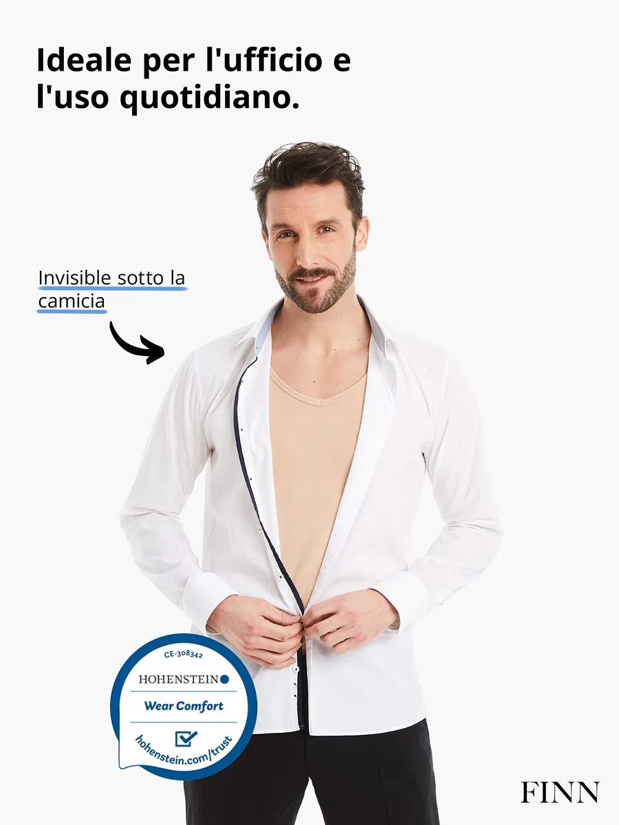 FINN Maglietta Intima Business Uomo a Manica Corta con Collo Rotondo - Maglia Sottogiacca in Originale Tessuto Lenzing® Modal - La T-Shirt Perfetta sotto Camicia e Abito