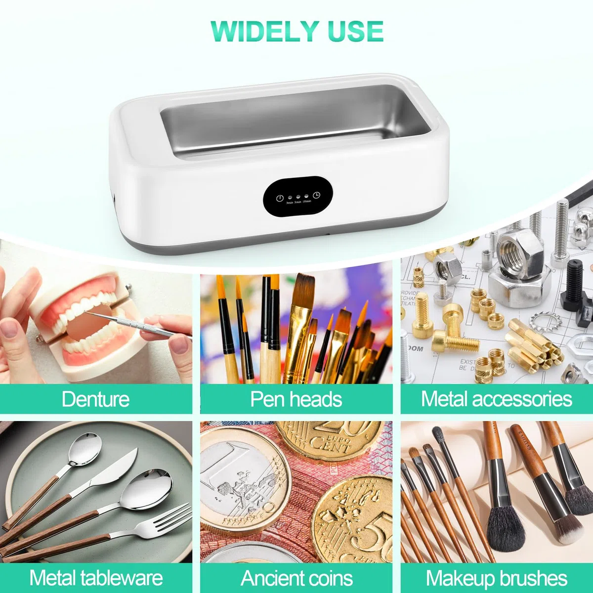 MXTIMWAN Pulitore Ultrasuoni 640ml, 49kHz Lavatrice Ultrasuoni Occhiali, 40w Pulitore Ultrasuoni Portatile, con 3 modalità di Pulizia, Funzione Touch