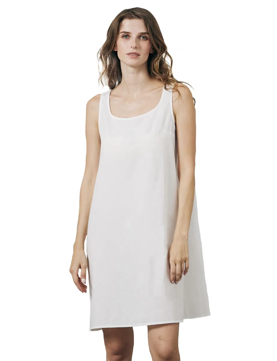 BEAUTELICATE Sottoveste Donna Cotone Lavato Corto Sottoveste con Spalline Larghe Camicia da Notte Pigiama Senza Maniche Corta Estiva Sleepwear per Casa e Casuale