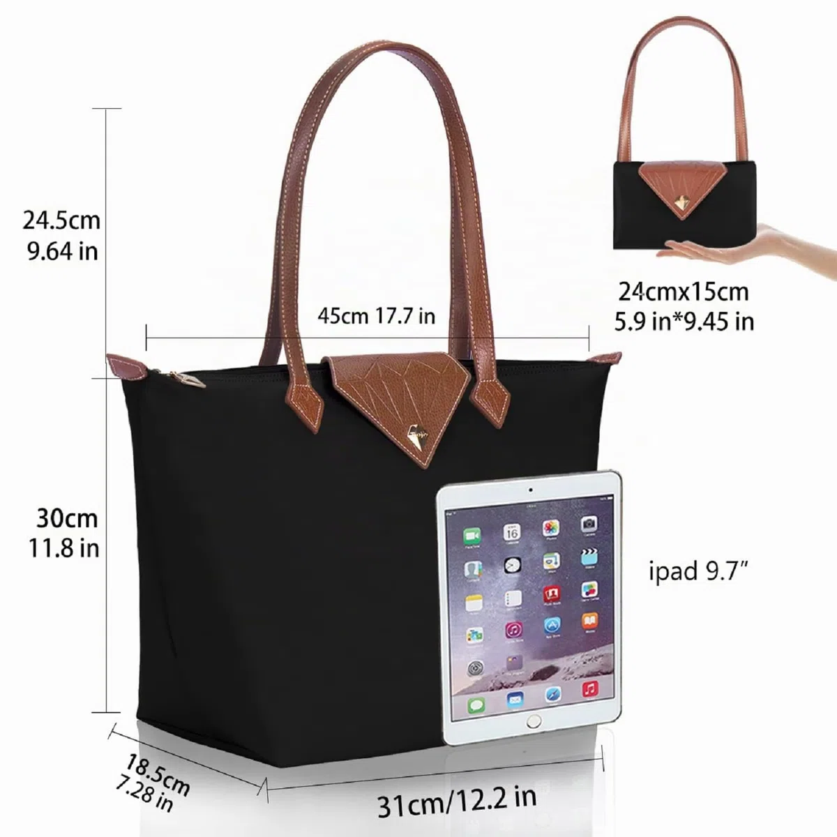 Borse Tote da Donna Borsa a Tracolla Elegante da Donna in Nylon Impermeabile Borsa con Manico Superiore Borsa da Viaggio Pieghevole da Spiaggia per Lavoro, Shopping, Grande