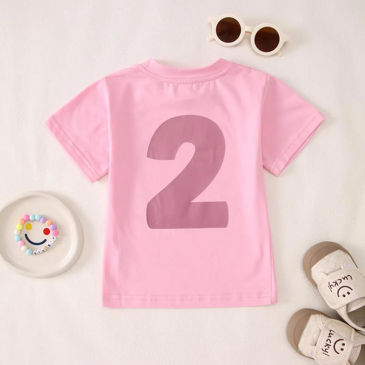 Maglietta per il 2° compleanno per ragazze "I'm Two Cute" Stampante Shirt Secondo Compleanno Camicie Festa di Compleanno Abbigliamento Estivo Manica Corta Top Morbido Girocollo Tshirt 2 Anni Bambini