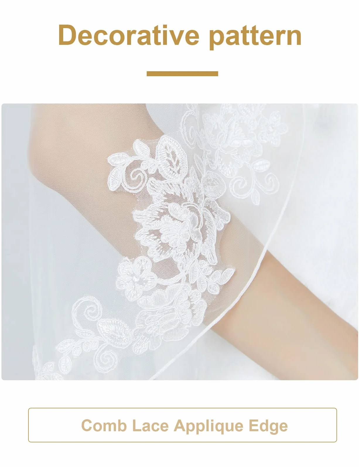 BEAUTELICATE Veli da Sposa in Pizzo Tulle a 1 Strati 102 cm di Lunghezza Bianco o Avorio Pettine di Metallo
