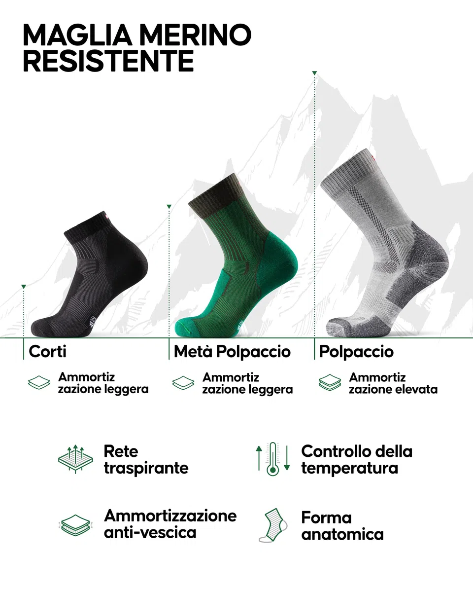 DANISH ENDURANCE Calzini Trekking Lana Merino, Uomo e Donna, Calze Termiche Lunghe, Medie e Corte, Traspiranti e Anti-Vesciche, Unisex, 3 Paia