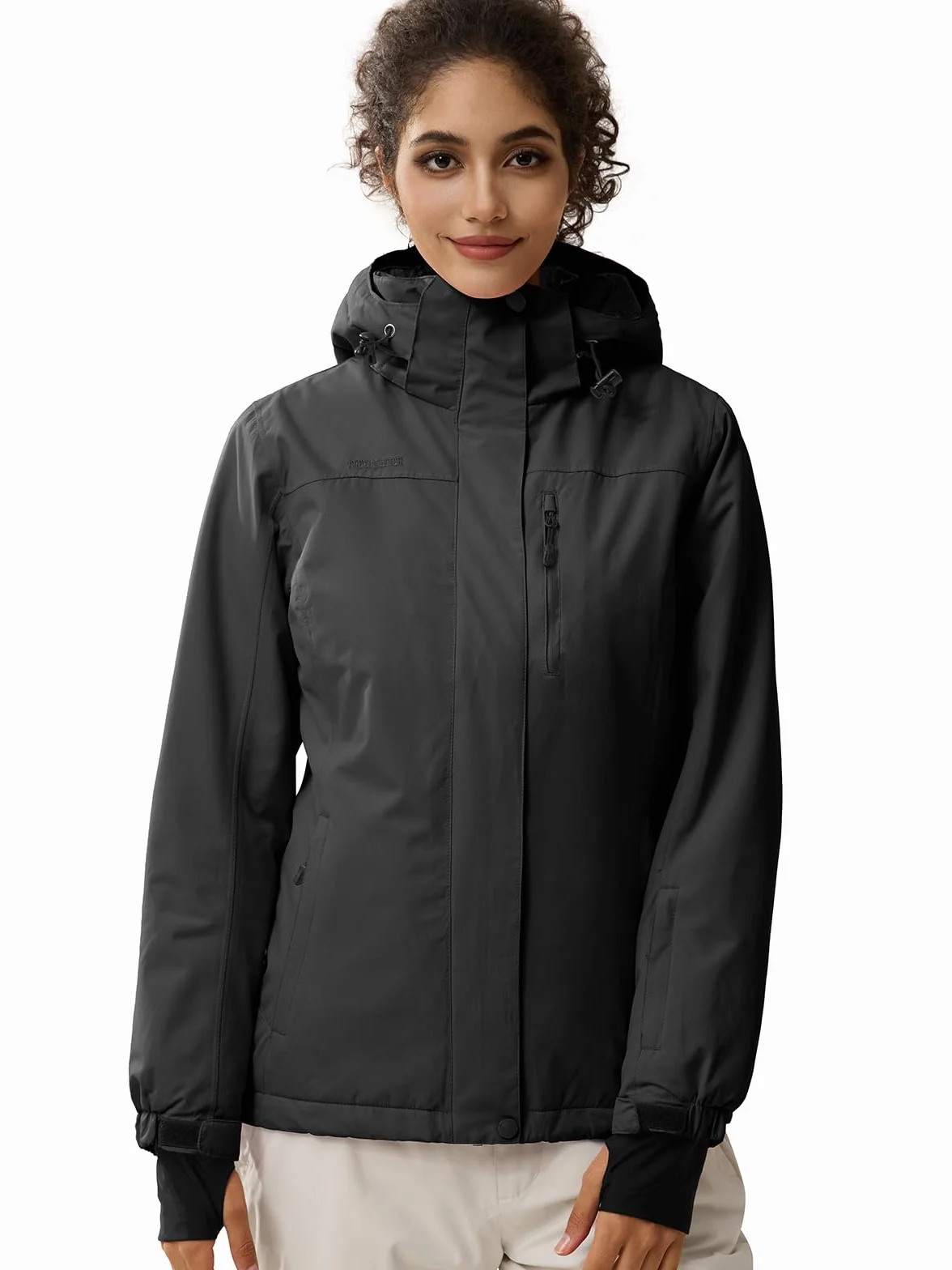 FREE SOLDIER Giacca Impermeabile da Ski/Neve Donna, Foderata in Pile, Calda per l'Inverno con Cappuccio e Cuciture Completamente Sigillate