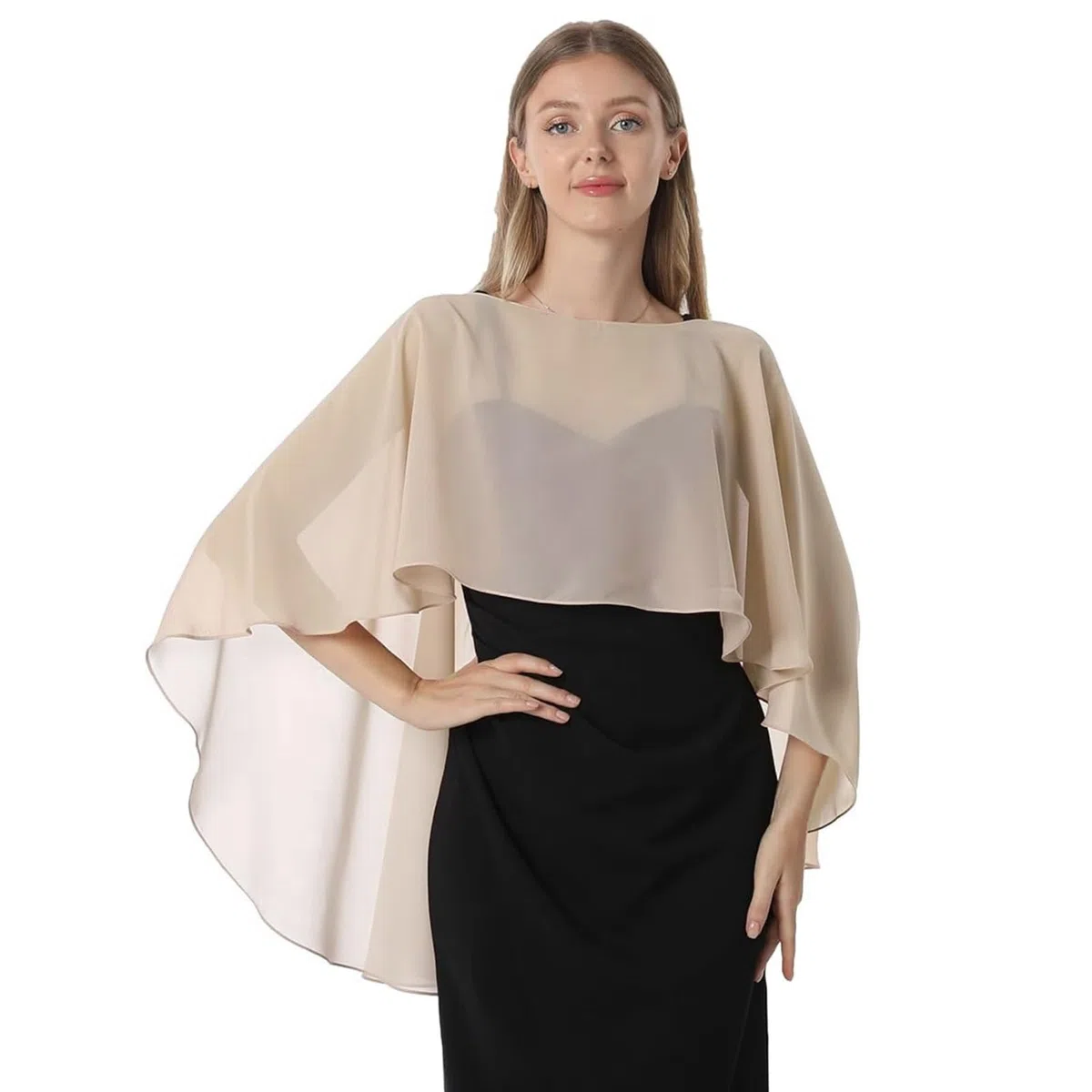 GIBZ Scialle Coprispalle Donna, Elegante Chiffon Stola Mantellina Estivo, Sciarpe Poncho per Sposa Matrimonio Cerimonia Festa