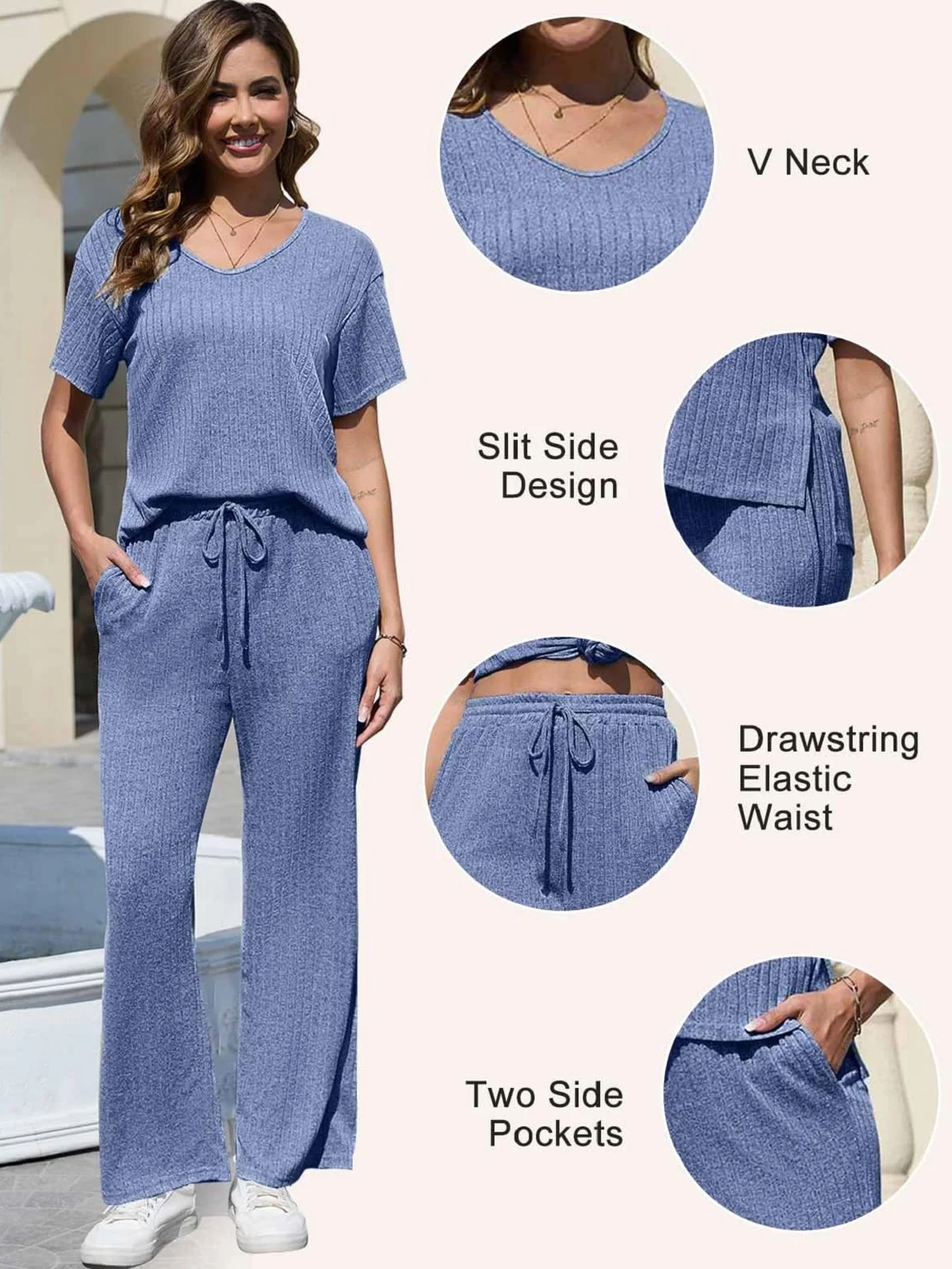 CheChury Completo Sportiva Tuta Donna 2 Pezzi Estiva - T-Shirt e Pantaloni Casual da Jogging Elegante per Ginnastica, Training, Casa, Fitness, Pigiama