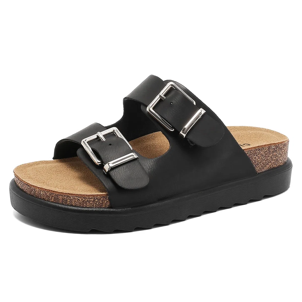 Sandali Donna con Sughero Estivi, Ciabatte con Doppia Fibbia Pantofole Morbide Slip-On, Comode Sabot da Casa con Suola Spessa