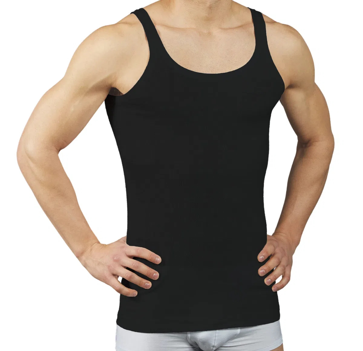 VP PINUCCIO VENEGONI Set 3 Canottiere Uomo Intimo Costine; Made in Italy 100% Cotone Mercerizzato; Canotta Spalla Stretta Intima Bianca Nera Smanicata; Canotte estive Smanicato Uomo
