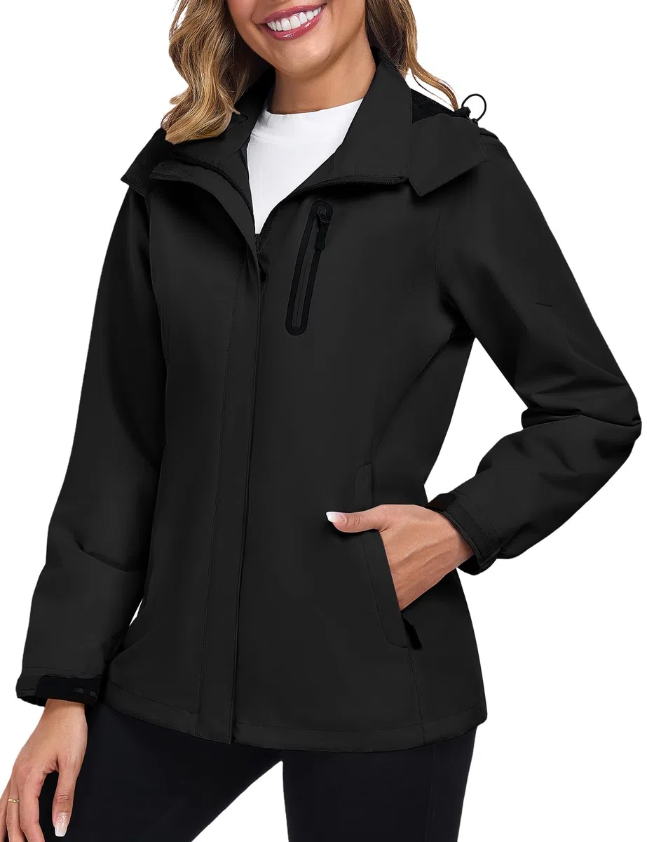 UMIPUBO Donna Giacca Impermeabile Antipioggia Softshell Giubbino Antivento Sportiva Traspirante Leggero Trekking Cappuccio Autunnale Trench Giacchetto