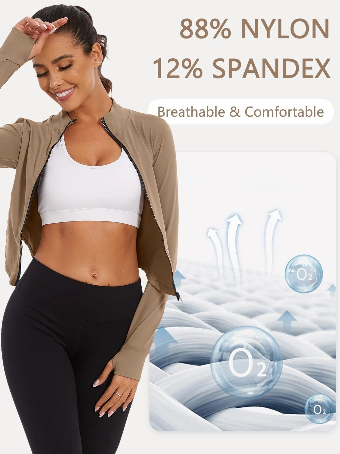 Yutdeng Giacca Sportiva Giacca da Corsa da Donna con Zip a Maniche Lunghe Fitness Traspirante Leggera Giacca Running Donna Felpa da Yoga Palestra Slim Fit con Fori per i Pollici