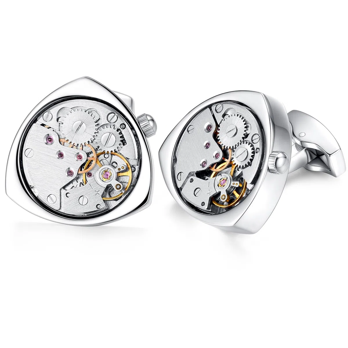 Honey Bear 1 paia di gemelli Cufflinks Steampunk Orologio Movimento beweglich Acciaio Inossidabile 3 colore
