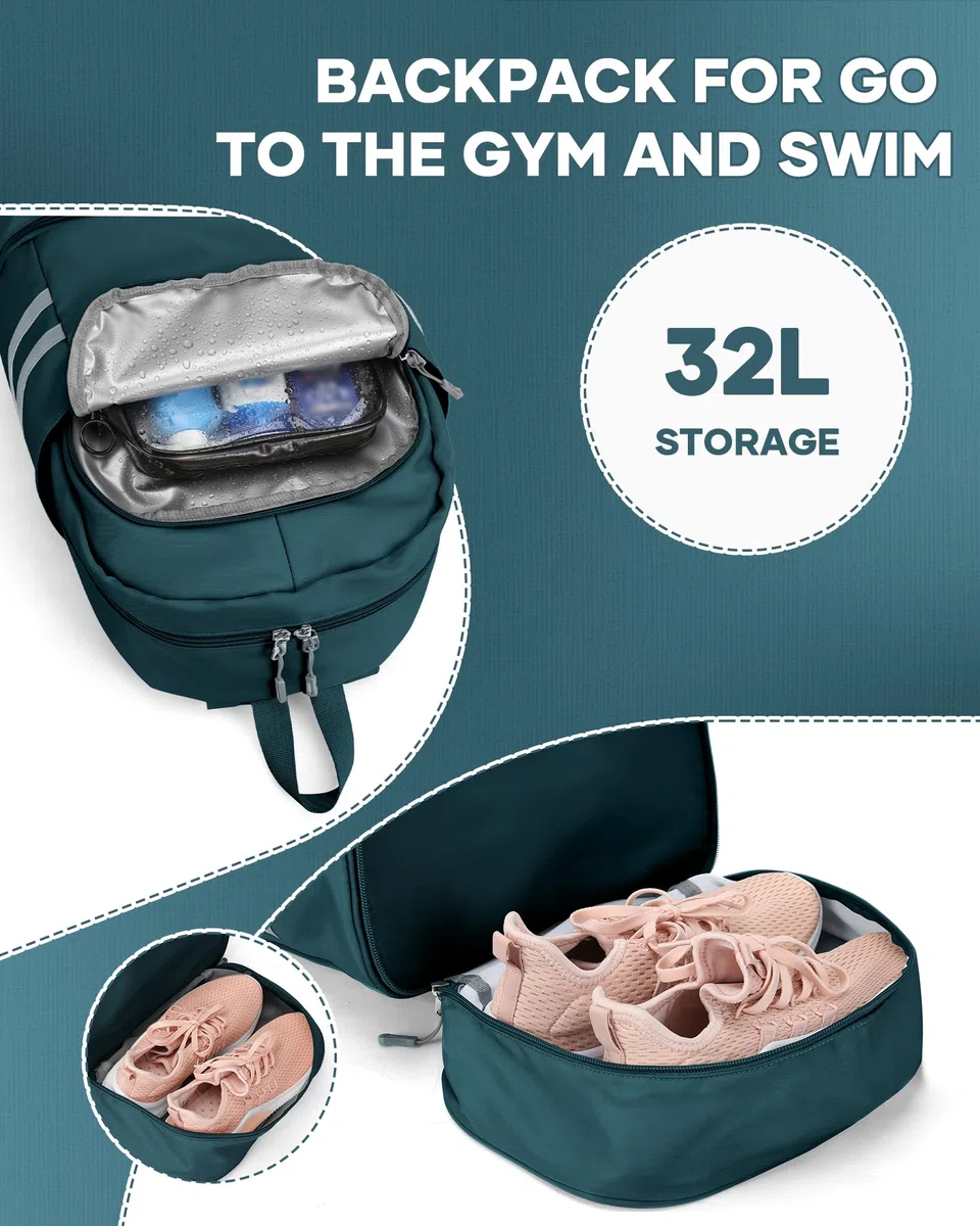 SZLX Zaino da Palestra per Donna Con Scomparto per Scarpe - Pieghevole, Grande per Laptop, Casual, Scuola, Sportivo - Borsa da Palestra per Nuoto e Yoga