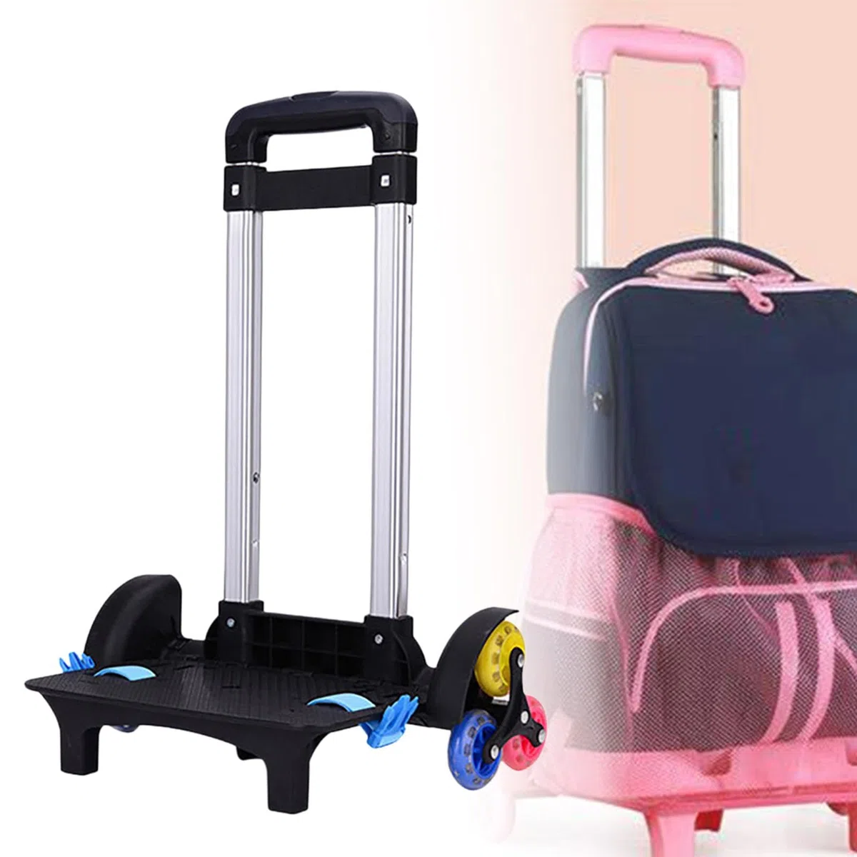 Zaino trolley, borsa da scuola, trolley con supporto versatile, carrello pieghevole a mano, carrello portabagagli con ruote per bambini, ragazzi,
