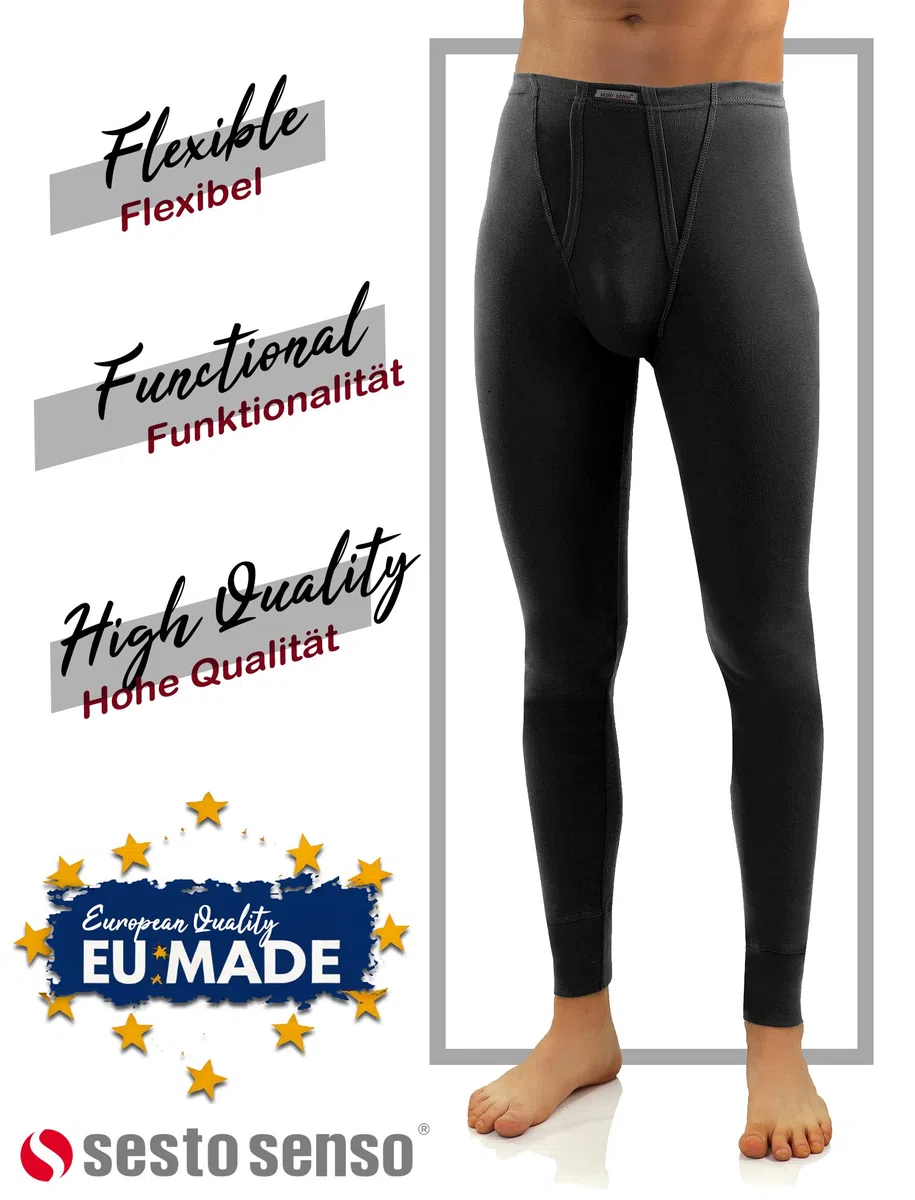 sesto senso Calzamaglia Lunga Uomo 100% Cotone Biancheria Intima Pantaloni Termici Funzionali