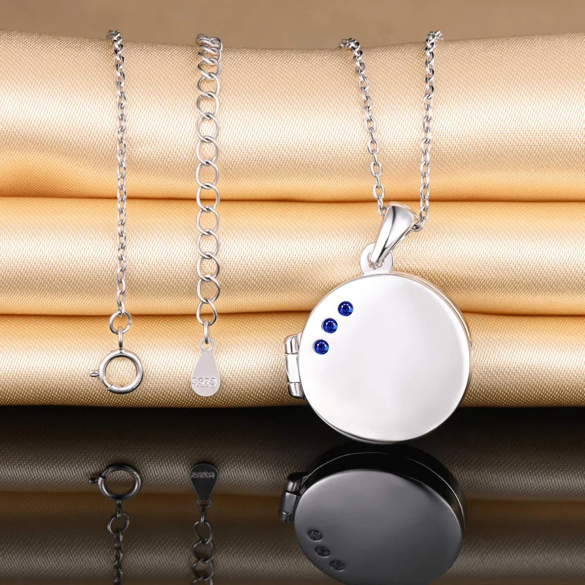 Collane ciondolo con foto in argento 925 da donna ragazze Collana Medaglioni con zirconi Ciondoli rotondi apribili creativa gioielli di moda