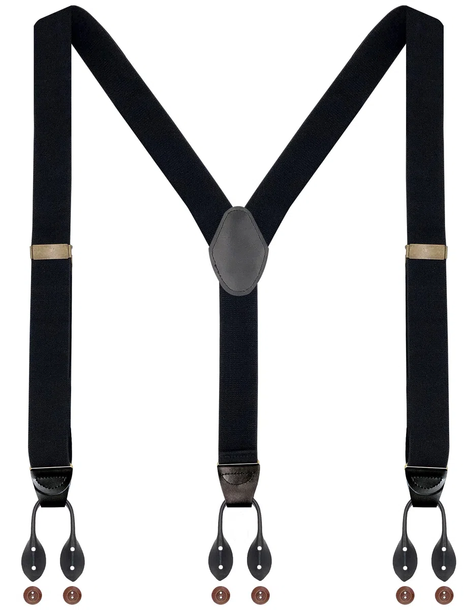 Bretelle per pantaloni da uomo, extra forti, larghezza 3,5 cm, con 6 bottoni, taglia unica