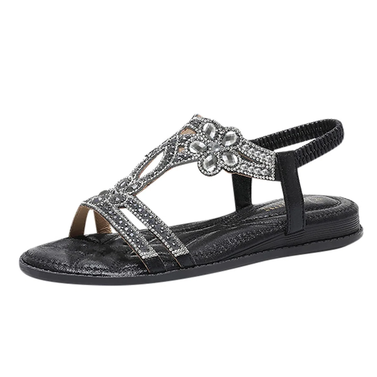 Generico Sandali Gioiello Donna - Women Rhinestone Slingback Sandal Comodi Eleganti Sandalo Da Spiaggia Antiscivolo Lavabili Scarpe Estivo Morbida Punta Aperta Ciabatte Leggero Bohémien 35-43