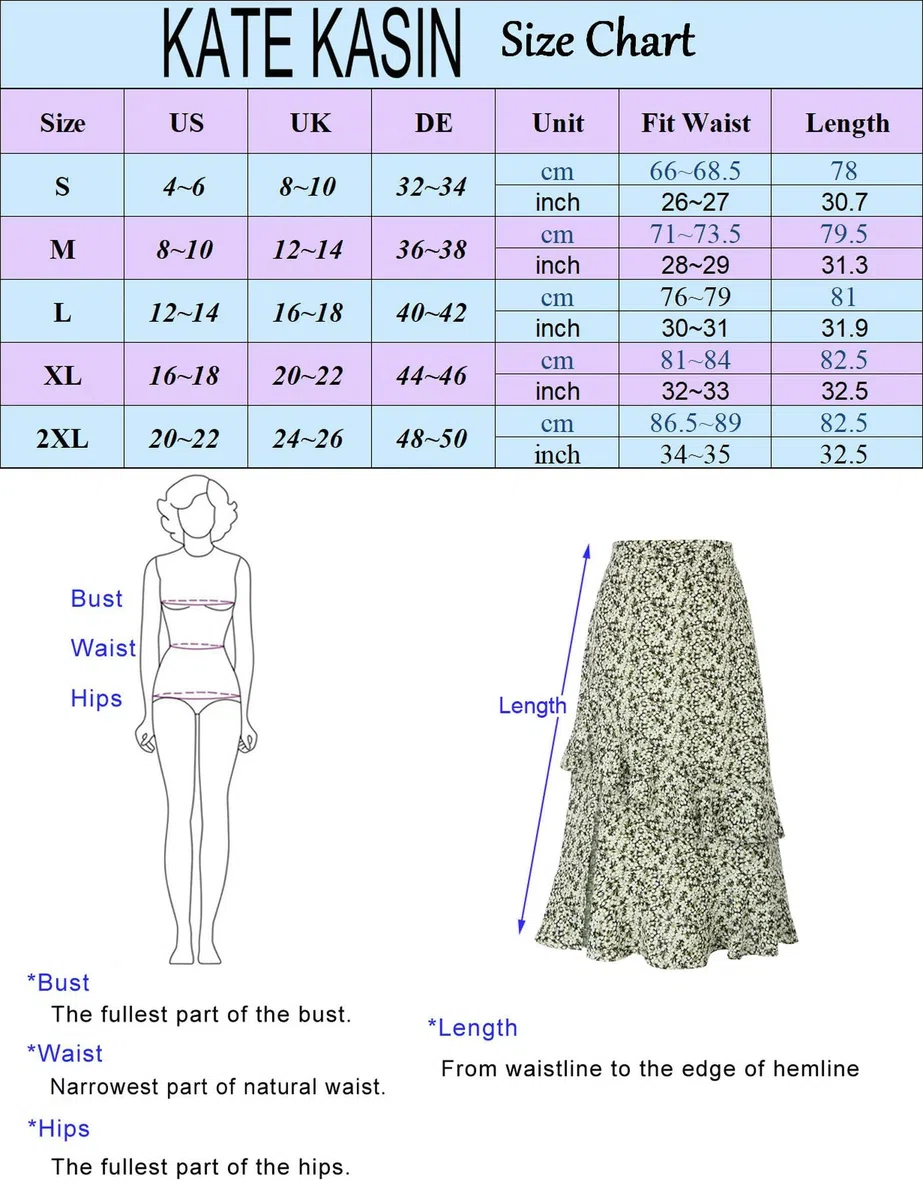 Gonna da Donna con Spacco Laterale Verde Floreale, Vita Alta Elastica, Orlo Arricciato, Gonna Svasata a Trapezio, Elegante Vestito Estivo a metà Polpaccio con Stampa da Spiaggia
